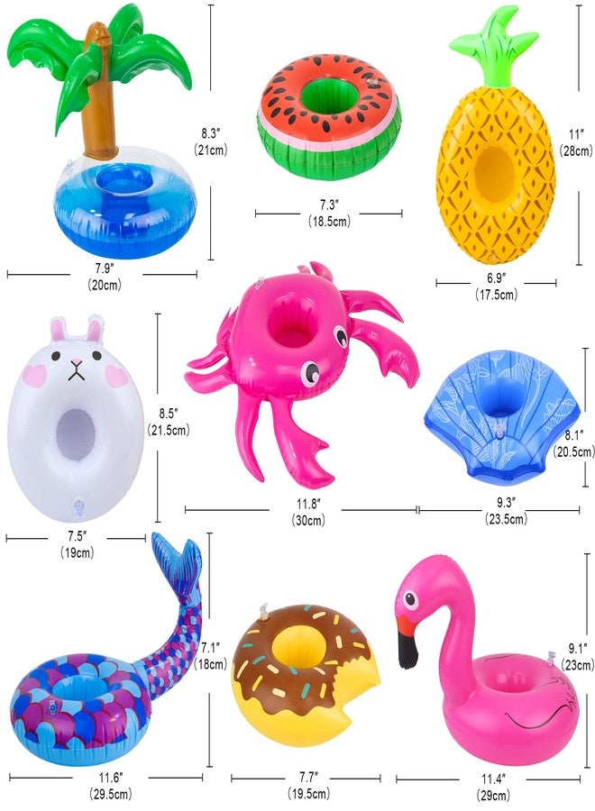 18INDC 9Pcs Doll Swimming Pool Inflatable Float Including - Flamingos Donuts Pineapples Shells Crabs Rabbit Inflatable Drink Holder for Pool Party and Kids Toys - Image 2